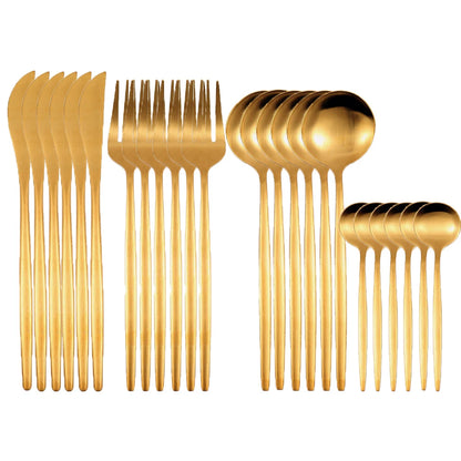 Faqueiro 24 Peças em Aço Inoxidável Dourado