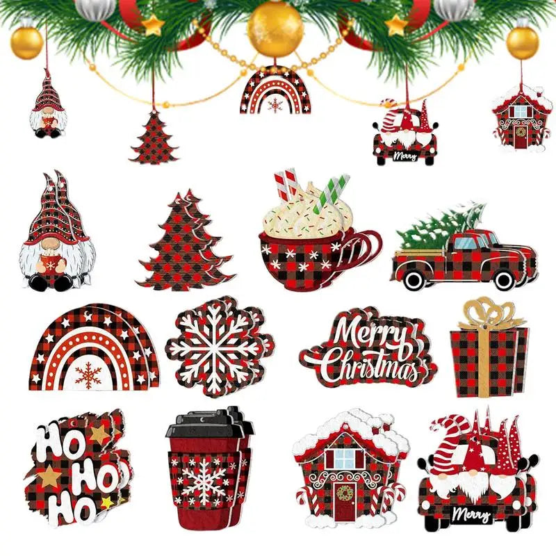 Enfeites de Natal Retrô em Madeira – Kit com 24 Peças