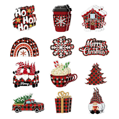 Enfeites de Natal Retrô em Madeira – Kit com 24 Peças